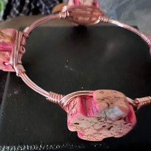 Twisted wire wrap stone bracelet